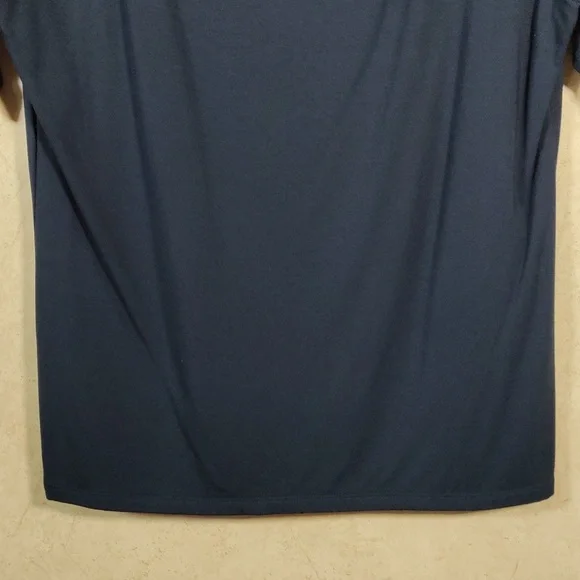 04108 Talbots Navy Blue Square neck S/S knit blouse L - Picture 3 of 7